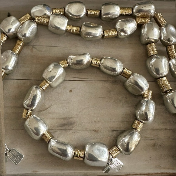 Robert Lee Morris RLM SoHo silver and gold set 17-19”necklace & stretch bracelet - Picture 4 of 4